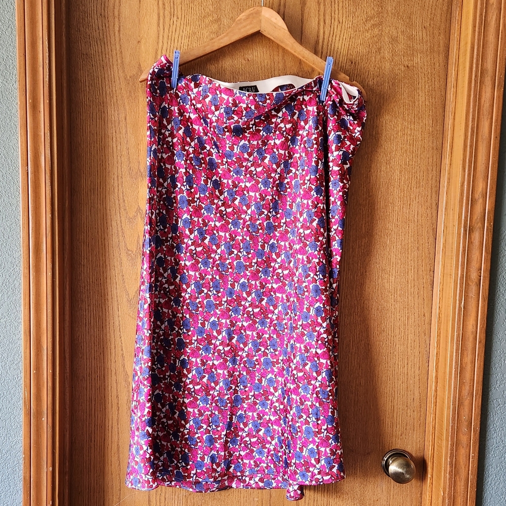 J. Crew Pink Floral Midi Skirt